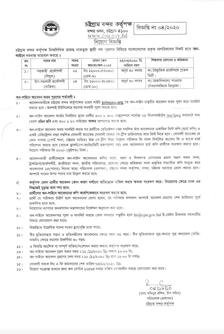 Chittagong Port Authority Job