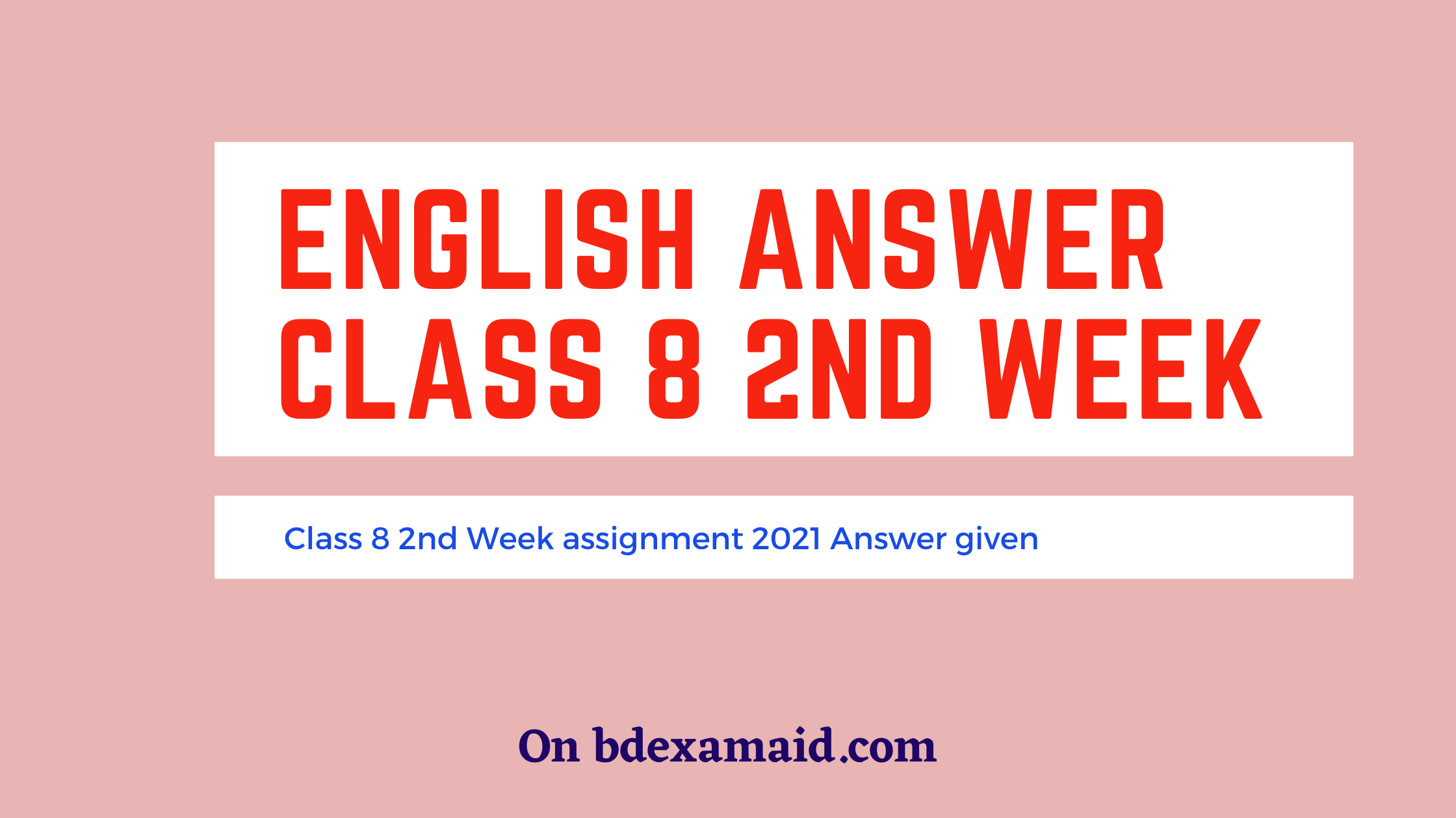 class 8 2nd week English answer