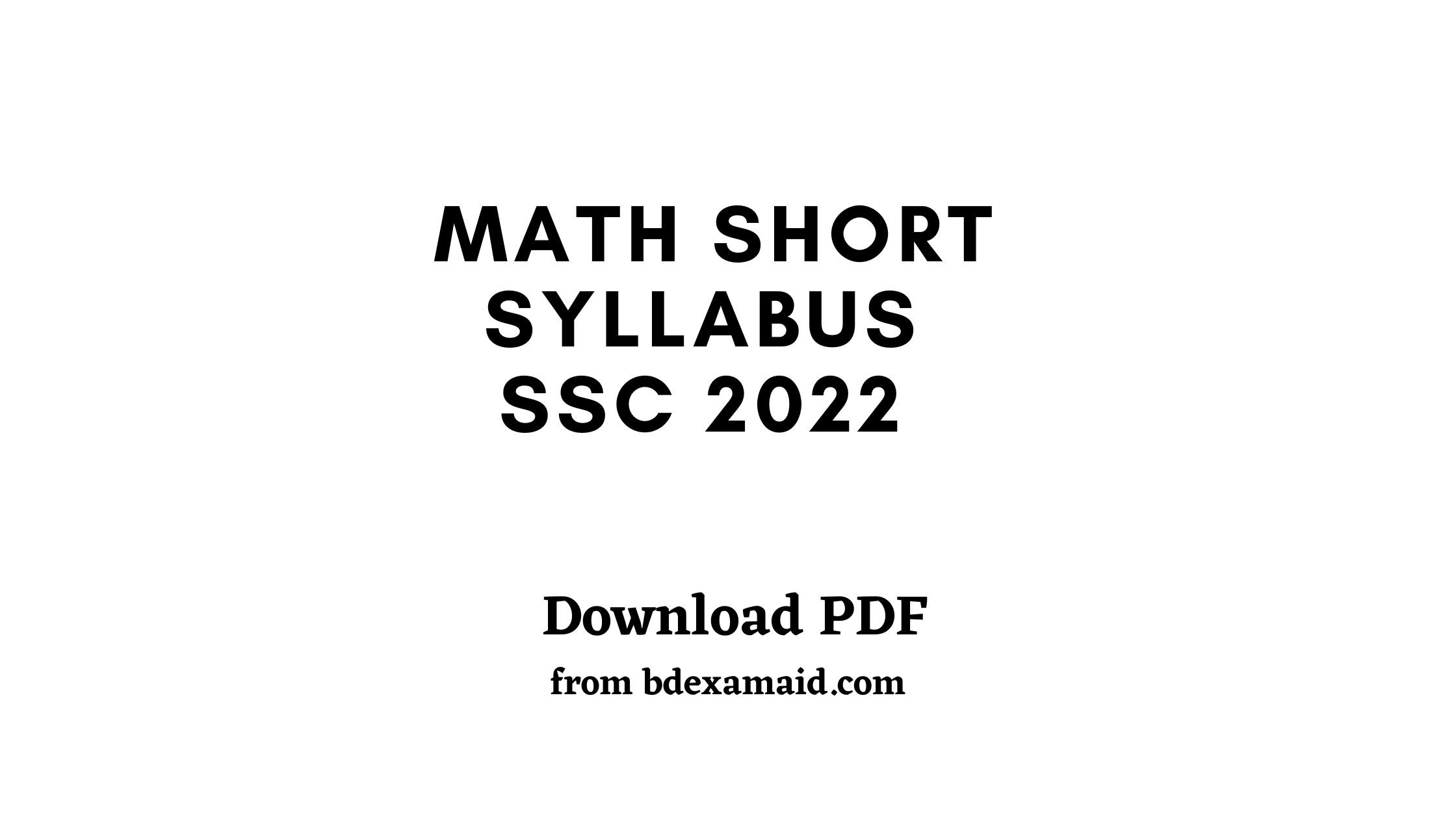 Math Short Syllabus SSC 2022